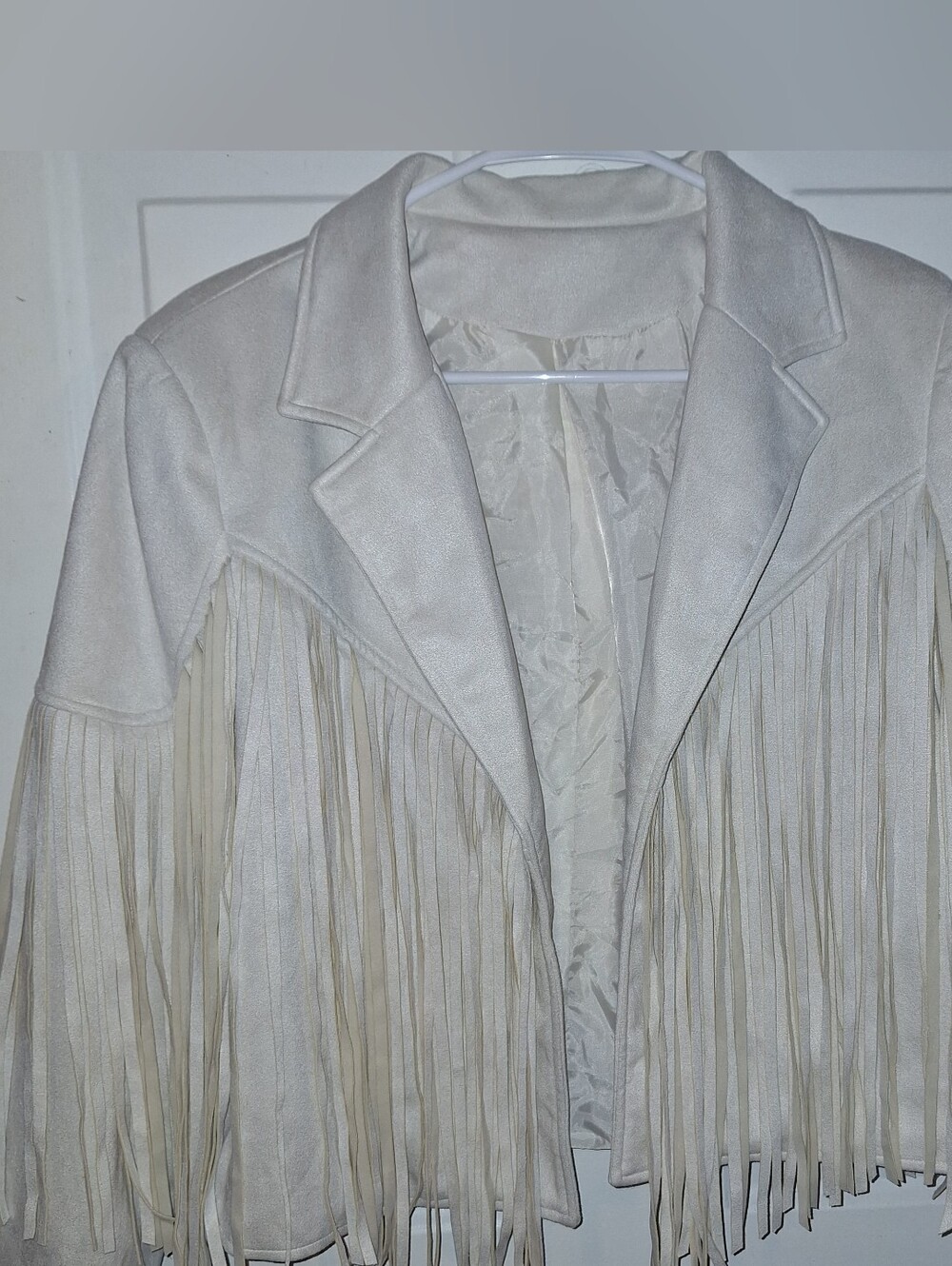Like New Fringed Faux Suede Jacket~Off White~Boho~Western~Large